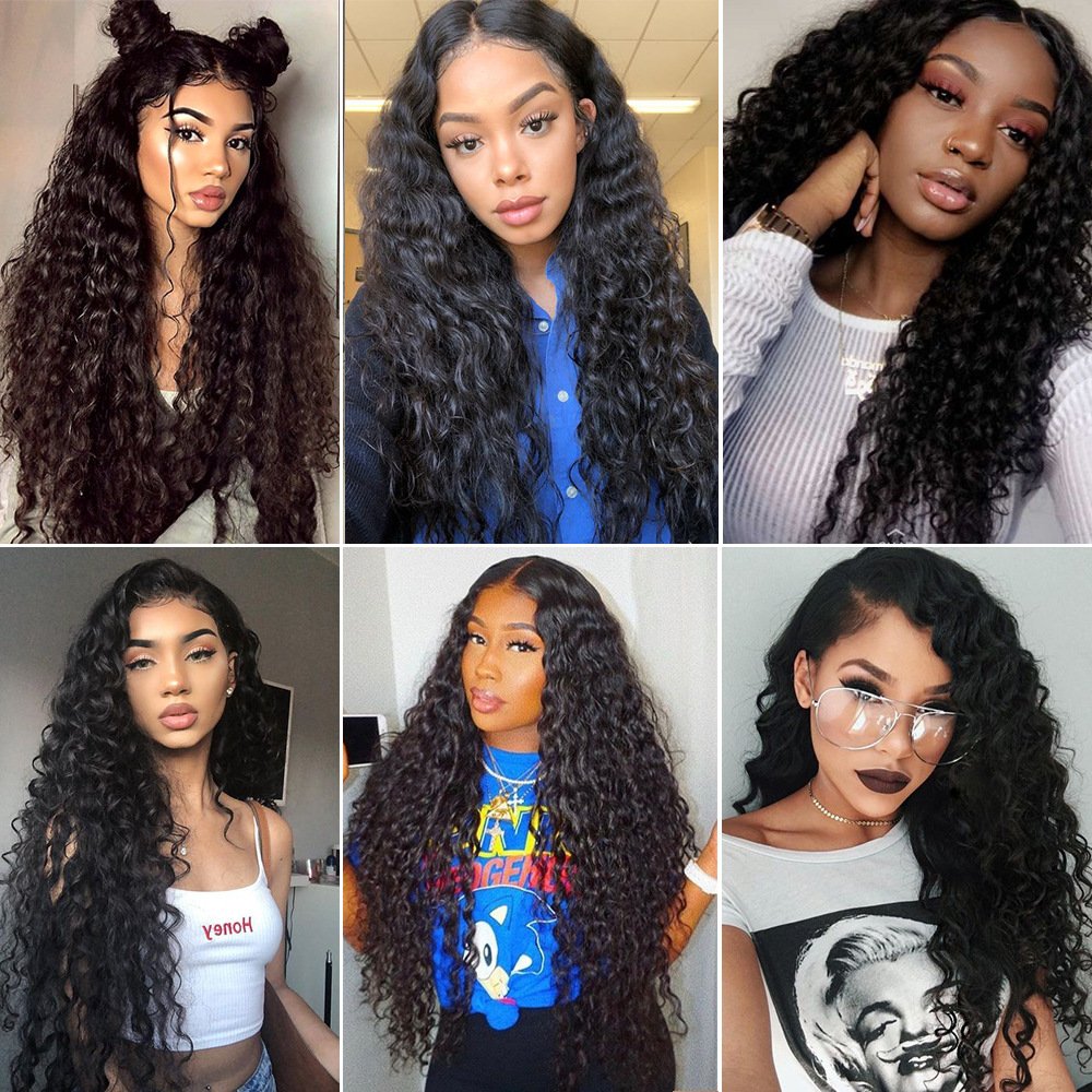 Thick Density Heat Resistant Fiber Faux Brazilian Cuticle Aligned Deep Body Wave Faux Human Hair Wig Front Lace Wig In Stock