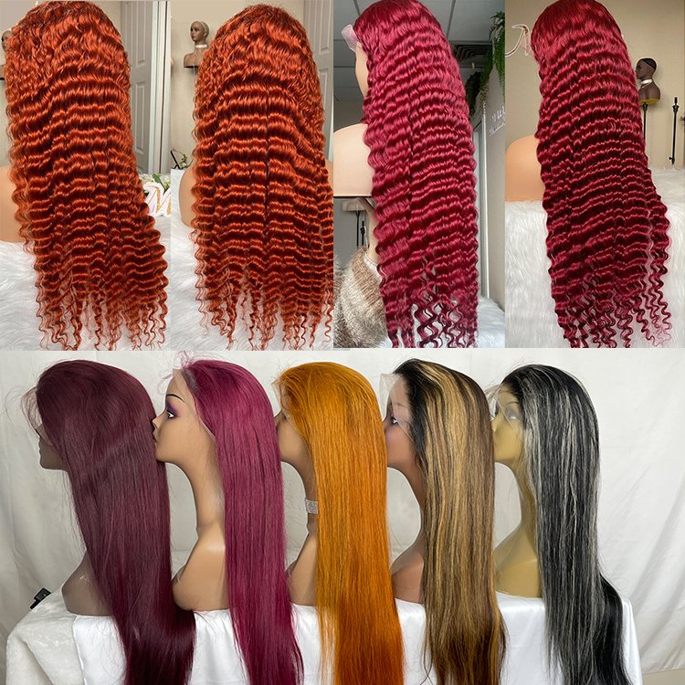 99j burgundy hd deep wave Red human hair wig 13x6 13x4 Full frontal wig 99j deep wave human hair burgundy lace front wig