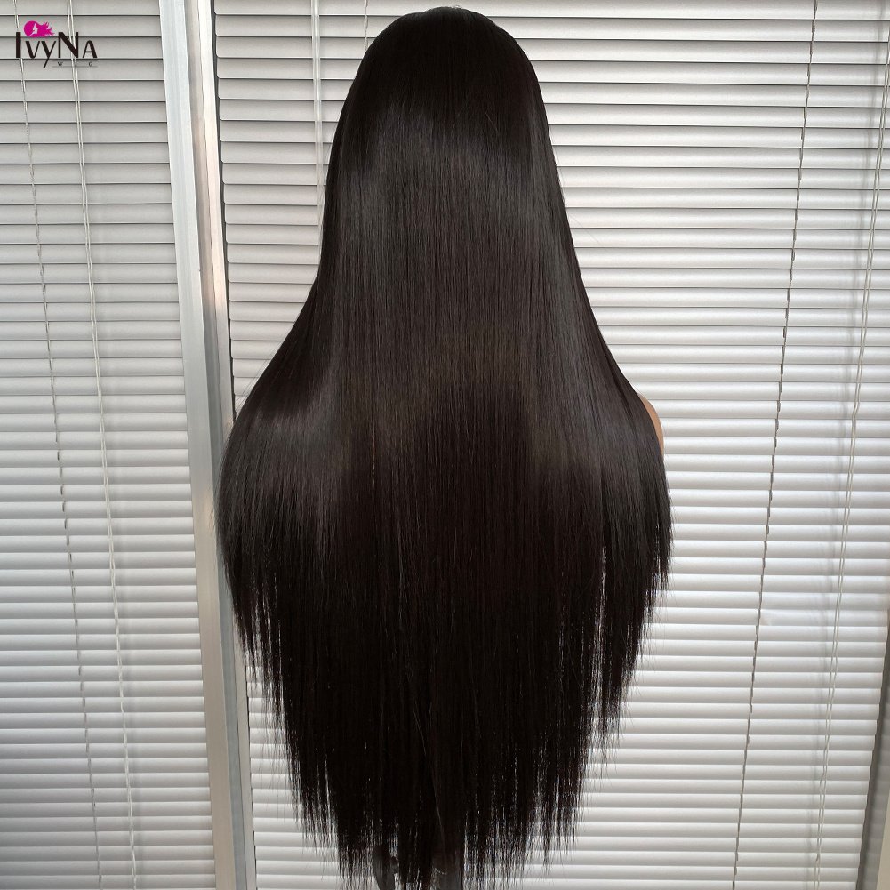 Long Natural Black Futura 13x6 Glueless Synthetic Lace Front Wigs for Black Women Heat Resistant Half Hand Tied Wig 6inch Part