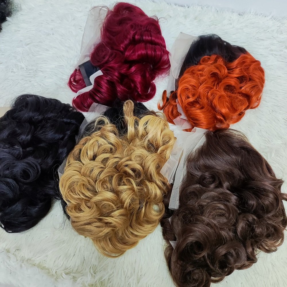 Letsfly 13.8$ Wholesale Promotion 13x4 Lace Frontal Short Cut Pixie Curly Wig, 100% Curly Human Hair Afro Wigs For Black Woman