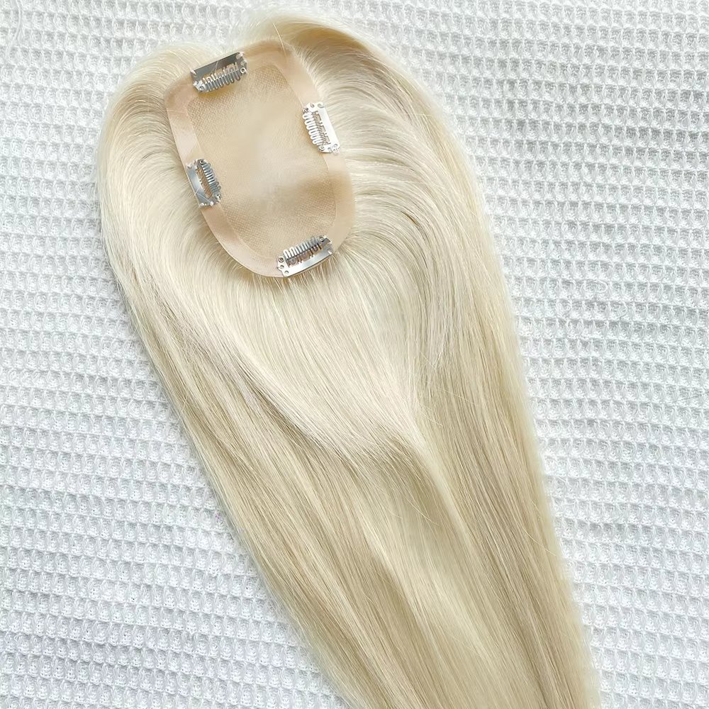 HaiYi New Arrival Mono Pu Toupee Human Hair Wig Topper Silk Base Lace Raw Straight Lace Soft Hair