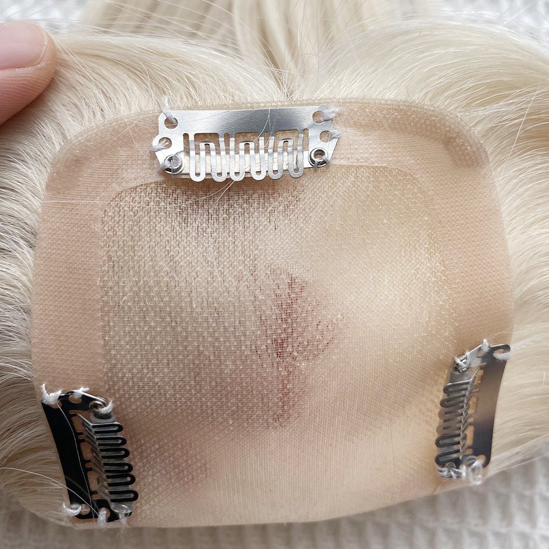 HaiYi New Arrival Mono Pu Toupee Human Hair Wig Topper Silk Base Lace Raw Straight Lace Soft Hair