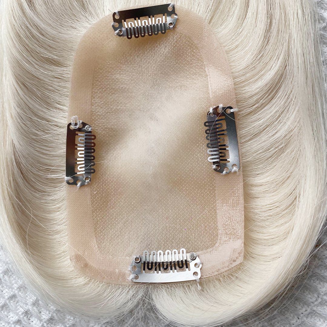 HaiYi New Arrival Mono Pu Toupee Human Hair Wig Topper Silk Base Lace Raw Straight Lace Soft Hair
