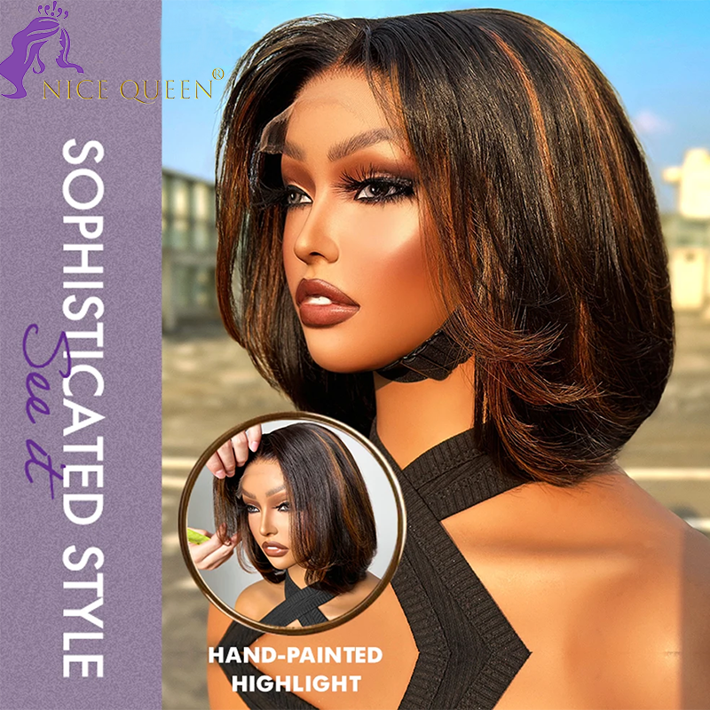 13*4 13*6 HD Hilight Panio #P1B/4 Lace Frontal Hilight Human Hair Wig For Black Women Factory Wholesale Cheap Gluess Wig