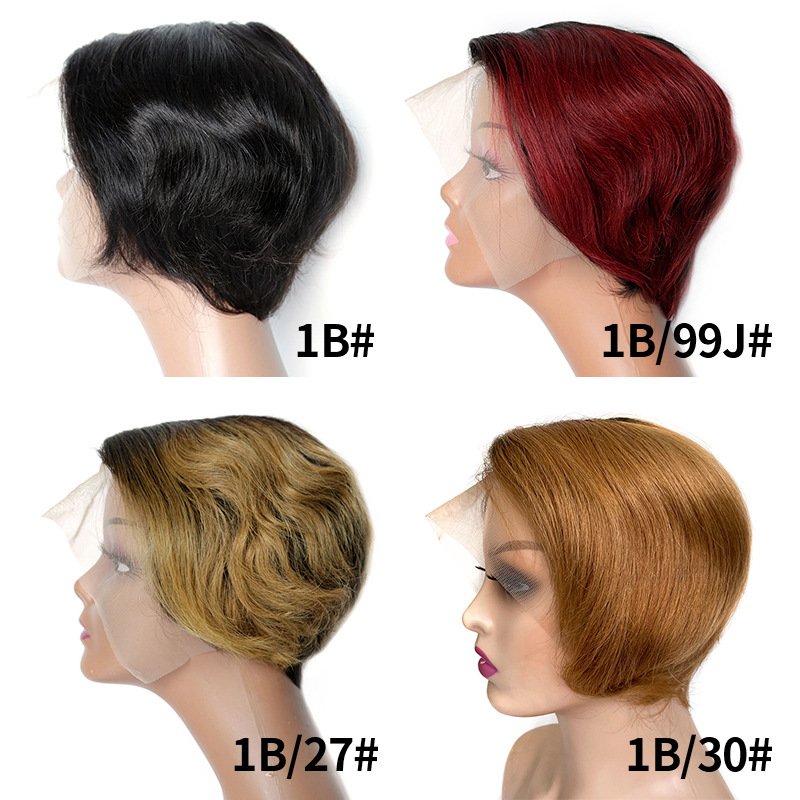 Cuticle Aligned Short Pixie Cut Wig Pre Plucked T Part Lace Front Wig Malaysian Human Hair Wigs For Black Women