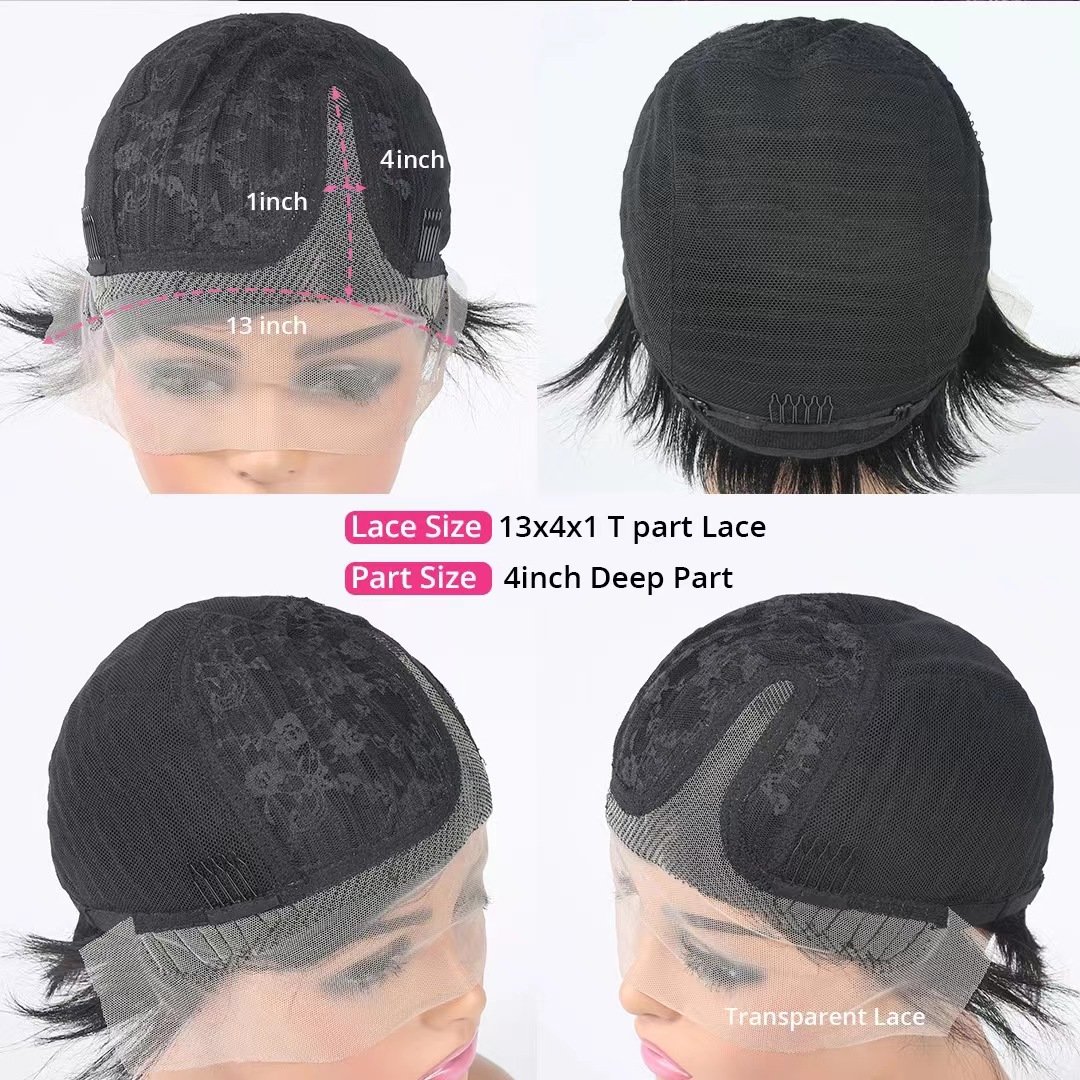 Cuticle Aligned Short Pixie Cut Wig Pre Plucked T Part Lace Front Wig Malaysian Human Hair Wigs For Black Women