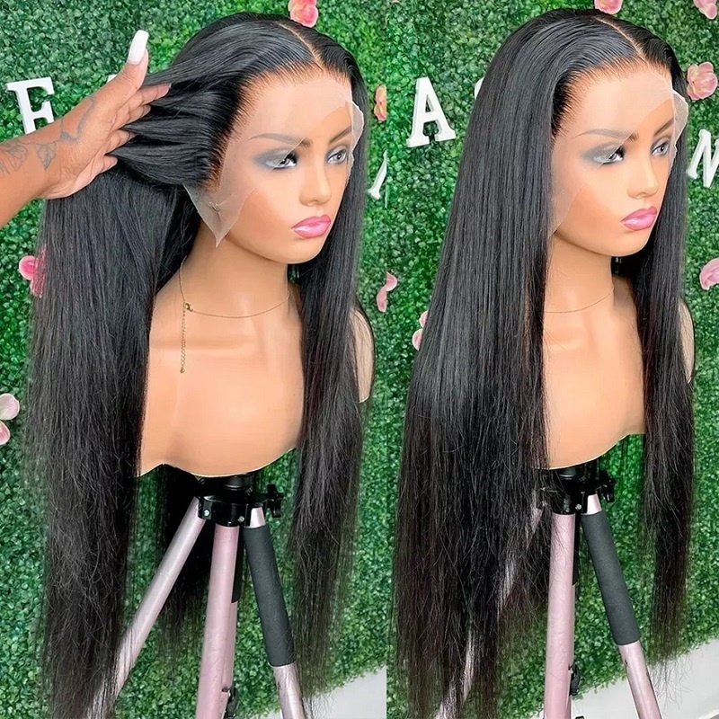No Glue Lace Long Transparent Swiss Lace Human Hair Glueless Ready to Wear Wigs Pre Cut Wig Wear and Go Glueless Human Hair Wigs