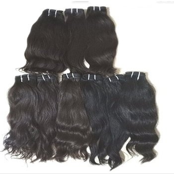 Double wefted human hair extension bundles natural virgin raw unprocessed temple hair black colour available with DHL shipping