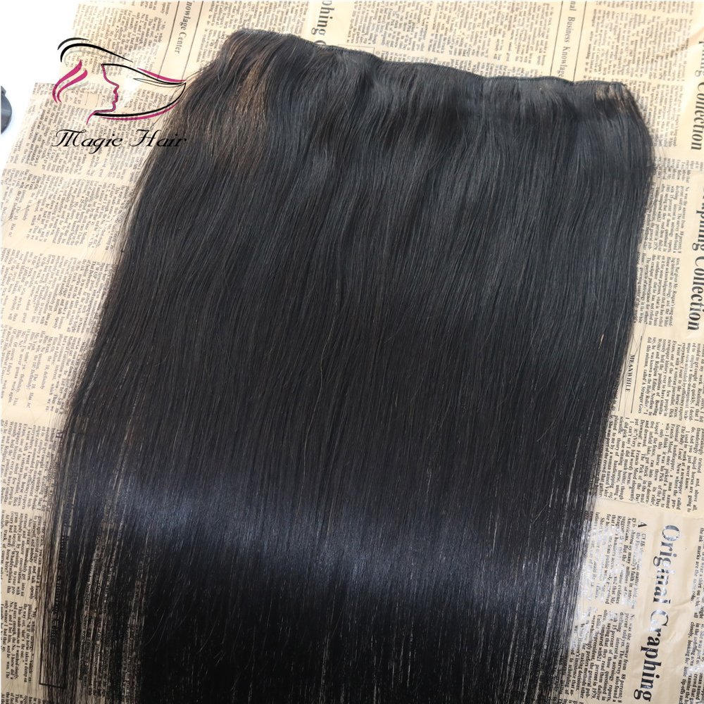 Big Promotion Cuticle Aligned Remy Human Hair Double Drawn 3/4 Half Head One Piece Half Wig Clip in Hair Extensions with 5 Clips