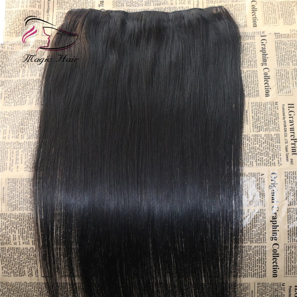 Big Promotion Cuticle Aligned Remy Human Hair Double Drawn 3/4 Half Head One Piece Half Wig Clip in Hair Extensions with 5 Clips