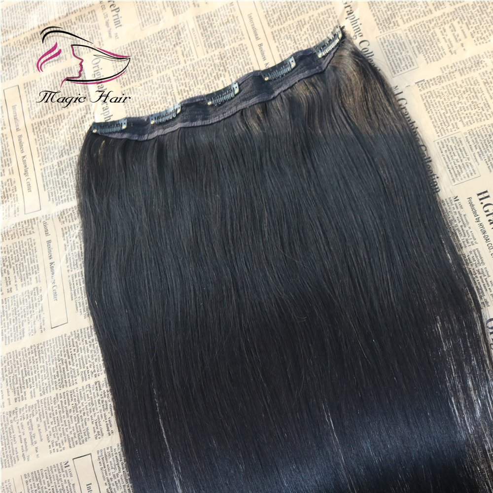 Big Promotion Cuticle Aligned Remy Human Hair Double Drawn 3/4 Half Head One Piece Half Wig Clip in Hair Extensions with 5 Clips