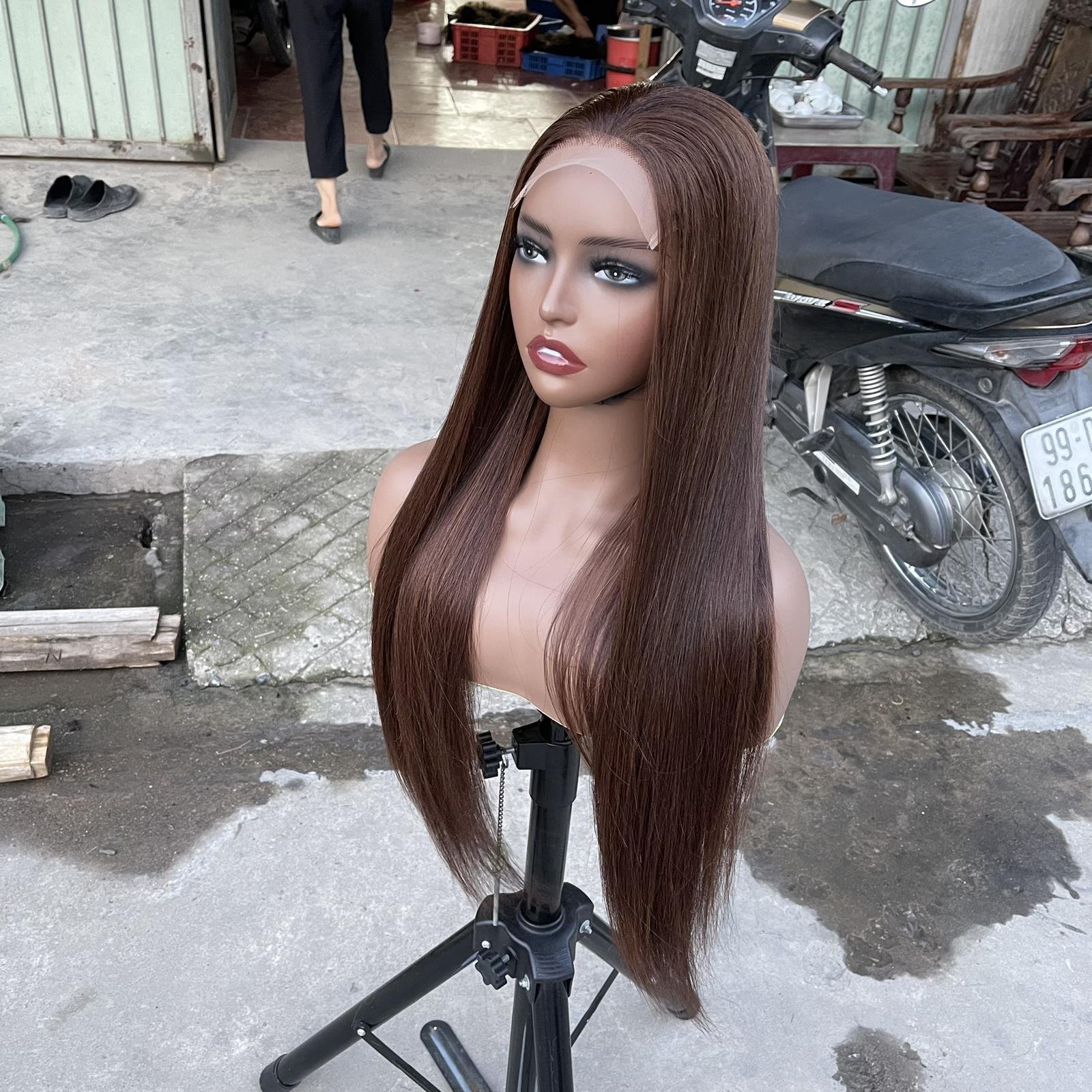 13x4 13x6 Wholesale Virgin Human Hair Lace Closure Wig Vietnam Brown Lace Wigs Transparent Lace