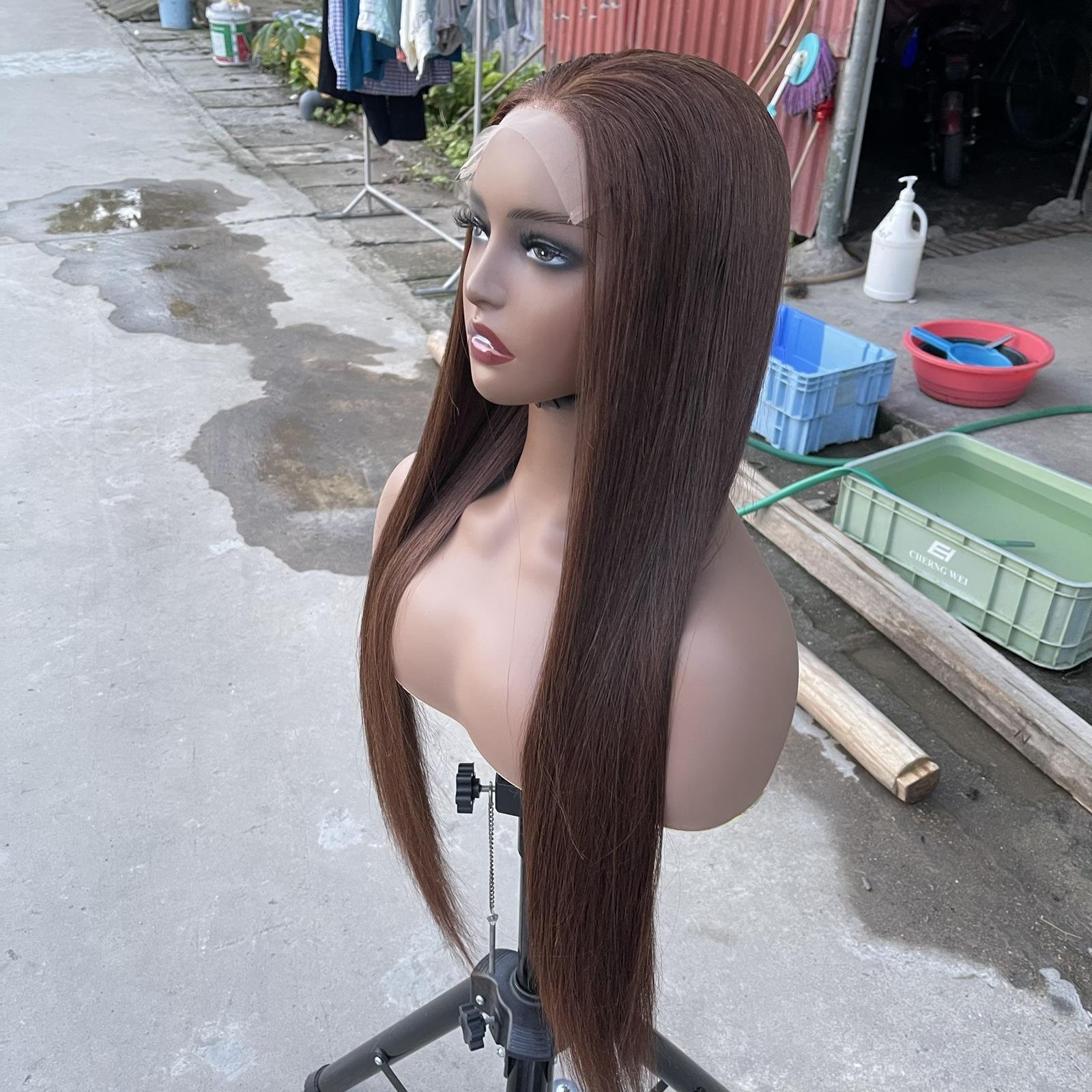 13x4 13x6 Wholesale Virgin Human Hair Lace Closure Wig Vietnam Brown Lace Wigs Transparent Lace