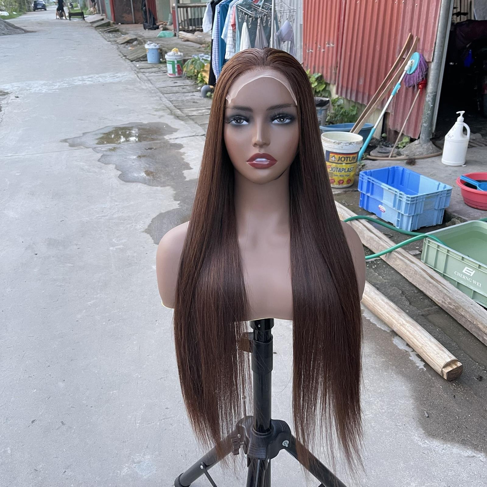 13x4 13x6 Wholesale Virgin Human Hair Lace Closure Wig Vietnam Brown Lace Wigs Transparent Lace