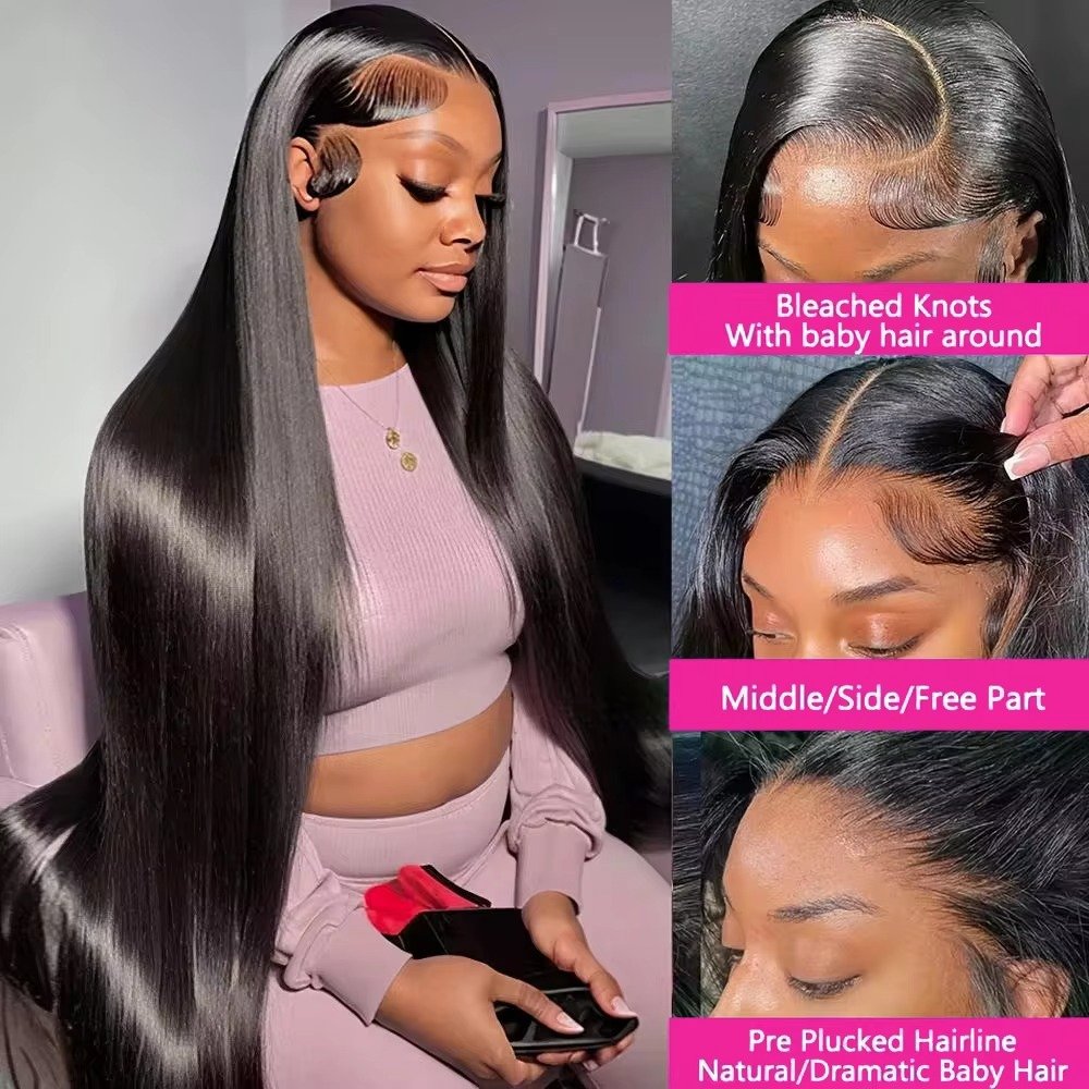 12A Grade Brazilian human hair wig High quality Pre-plucked Bleached knots 13x4 180 Density lace front wigs
