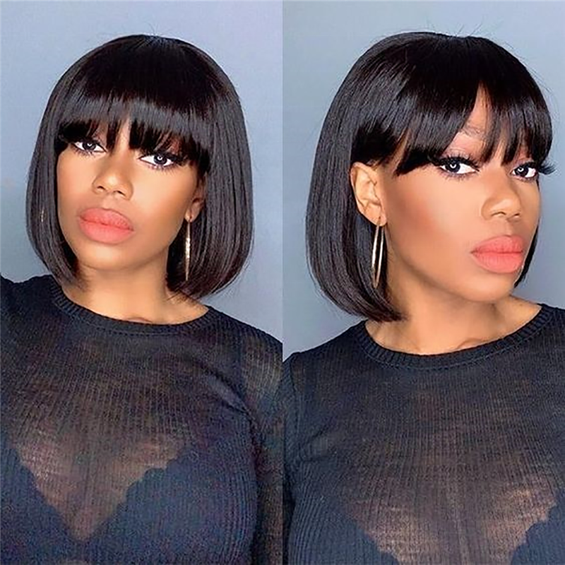 Best Quality Bob Wigs Grade 12a Lace Wigs,pre Plucked Raw Virgin Hair Wigs,fringe Bob Brazilian Human Hair Wig with Baby Hair