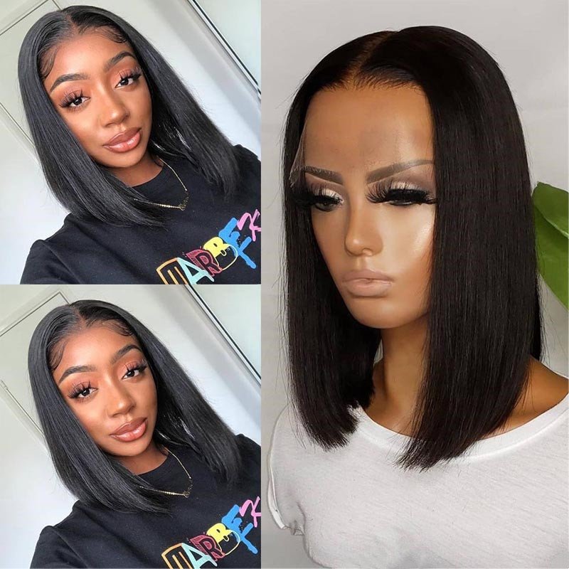 Hot Sale Wholesale 30cm Front Wig Women's Hair European black Natural Wig Ombre Wave Pixie Short Hair Bob Wig