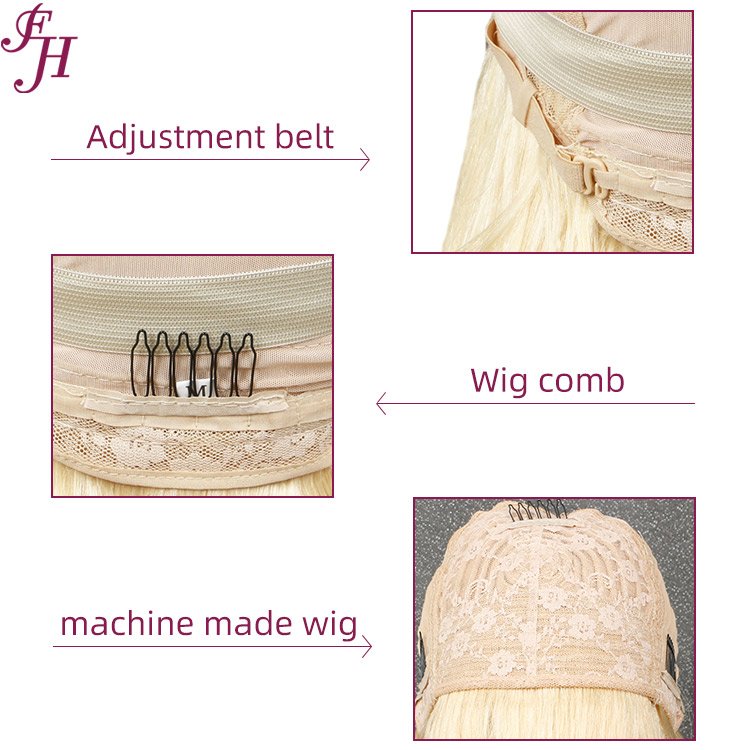 FH No Lace Blonde 613 Straight Machine Made Wig Human Hair Wig Full Machine Made Natural Wig With Bang