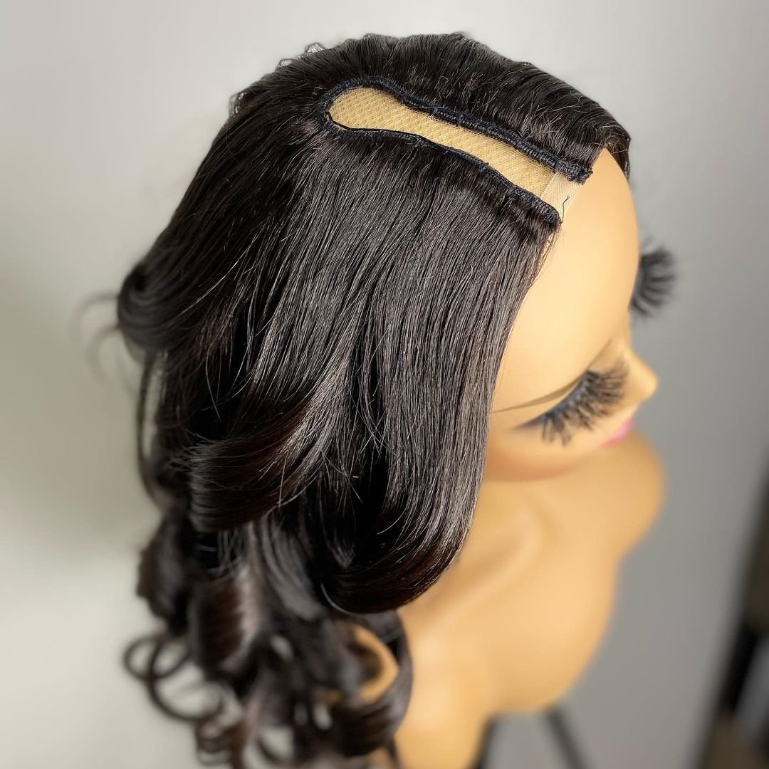 Raw Cambodian Deep Wave Curly U-Part Wig Custom, Kinky Curly Straight U Part 22 Inch Layered Human Hair Wig For Black Women