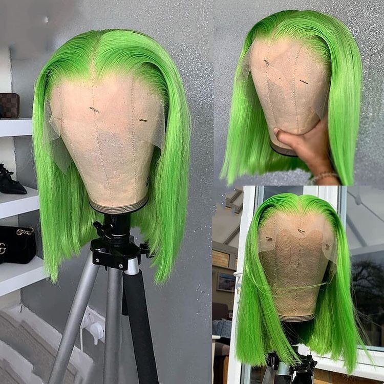 Human Hair Wig High density Green 613 Red Burgundy 99J Straight human hair Bob Wig Transparent Lace HD Lace Front Wigs