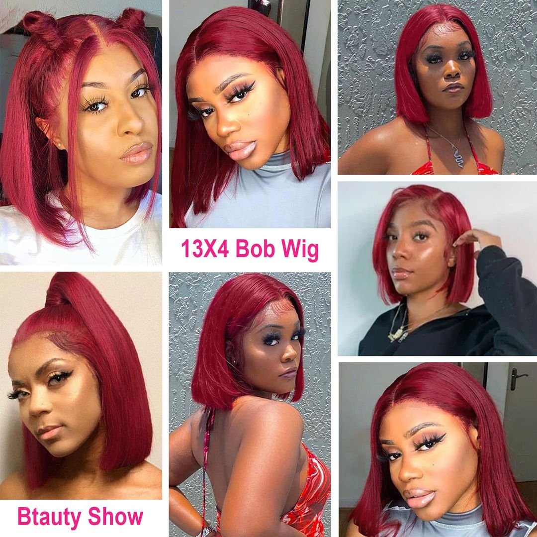 Human Hair Wig High density Green 613 Red Burgundy 99J Straight human hair Bob Wig Transparent Lace HD Lace Front Wigs