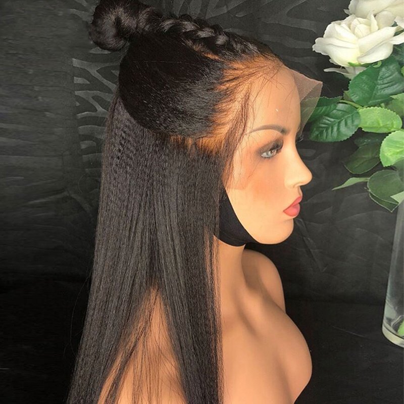 Yaki Straight 13x4 Lace Frontal Wig Pre Plucked Lace Front Human Hair Wigs For Women Glueless Lace Wig 130% Density