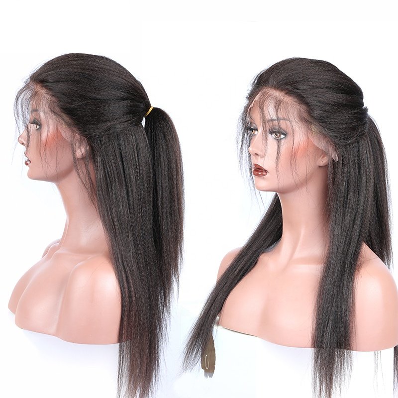 Yaki Straight 13x4 Lace Frontal Wig Pre Plucked Lace Front Human Hair Wigs For Women Glueless Lace Wig 130% Density