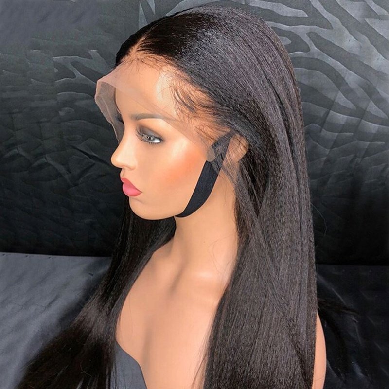 Yaki Straight 13x4 Lace Frontal Wig Pre Plucked Lace Front Human Hair Wigs For Women Glueless Lace Wig 130% Density