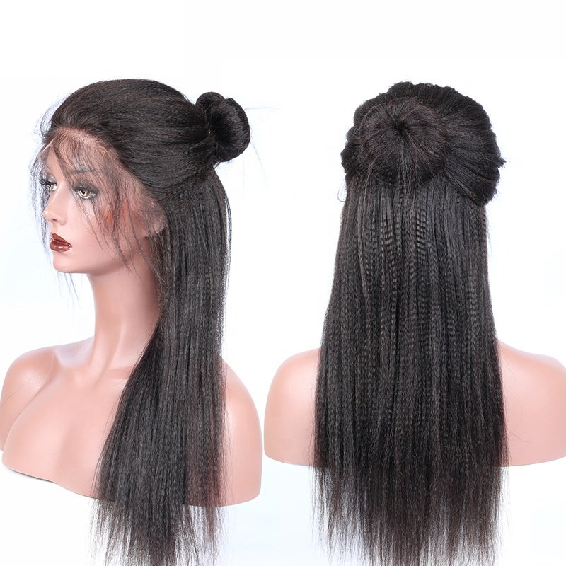 Yaki Straight 13x4 Lace Frontal Wig Pre Plucked Lace Front Human Hair Wigs For Women Glueless Lace Wig 130% Density