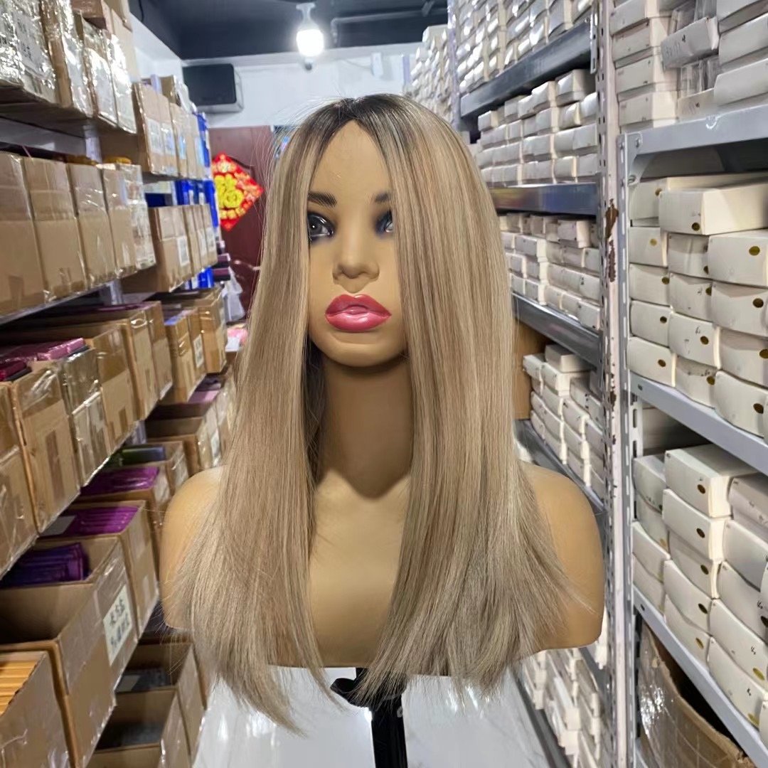 Wholesale high quality European Raw Virgin 100% real natural human Hair brown straight Silk Top lace base Jewish Wig Kosher Wigs