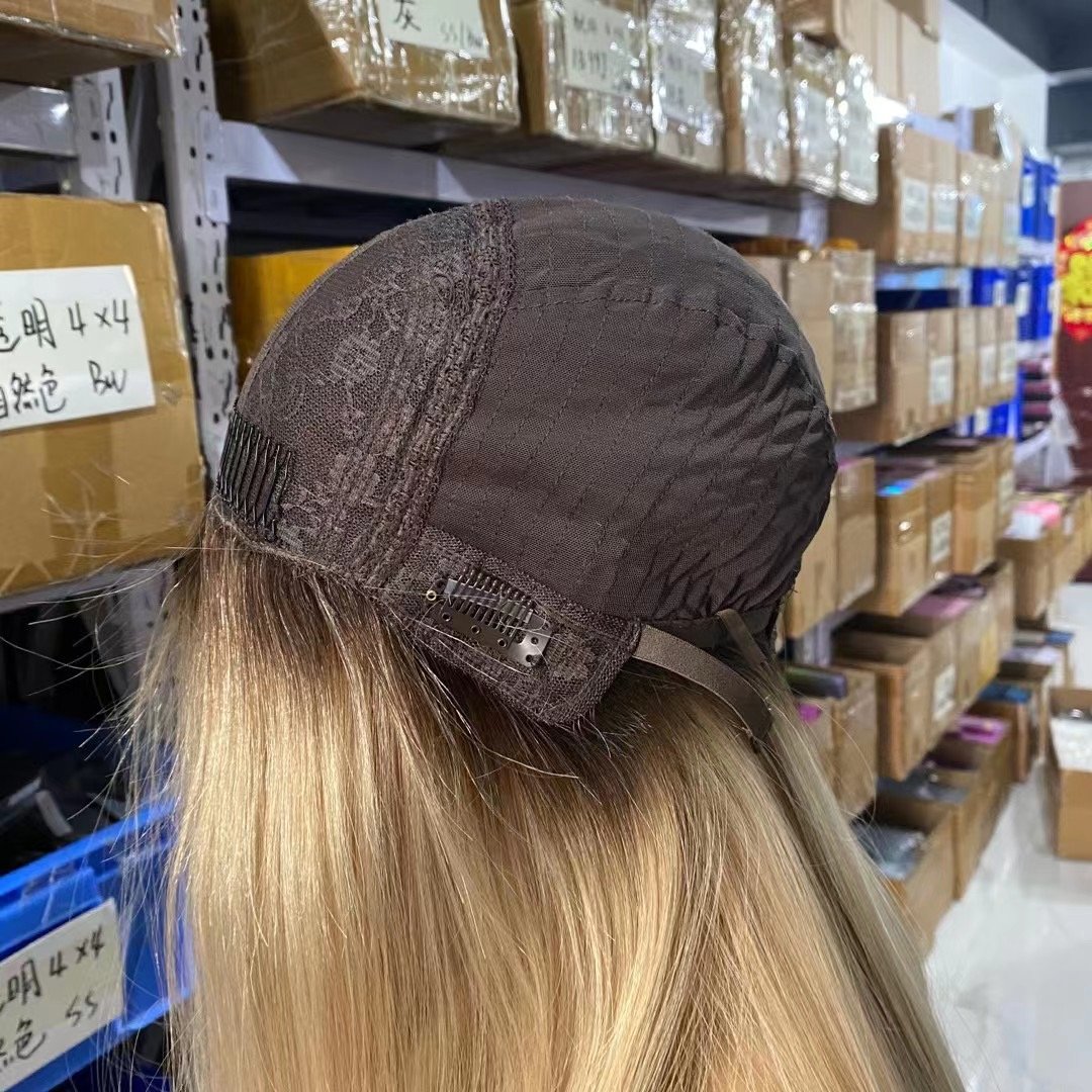 Wholesale high quality European Raw Virgin 100% real natural human Hair brown straight Silk Top lace base Jewish Wig Kosher Wigs
