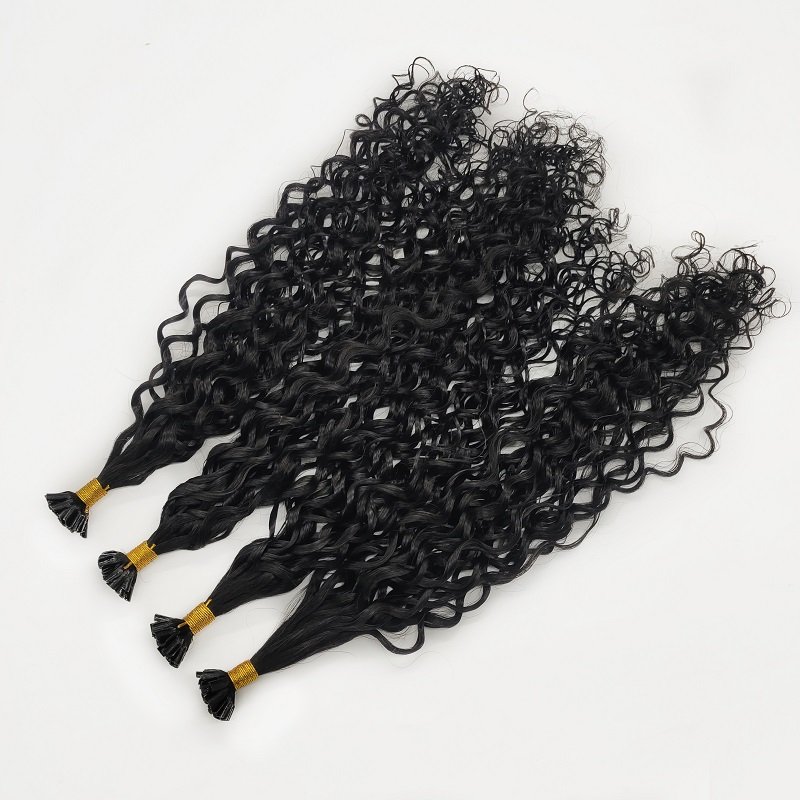 High Quality Double Drawn Raw Burmese Virgin Curly Keratin Glue U Tip Human Hair Extension
