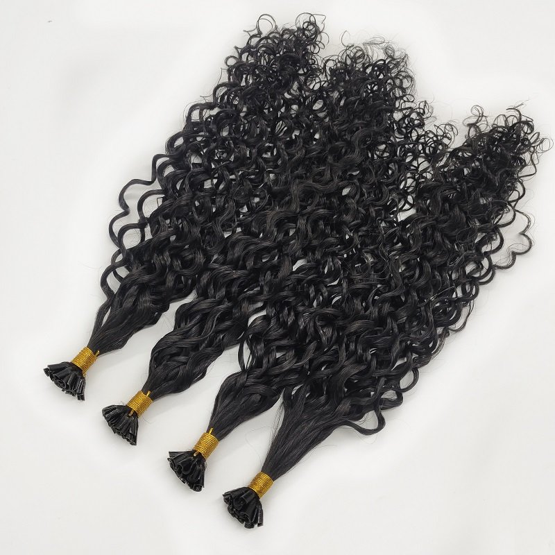 High Quality Double Drawn Raw Burmese Virgin Curly Keratin Glue U Tip Human Hair Extension