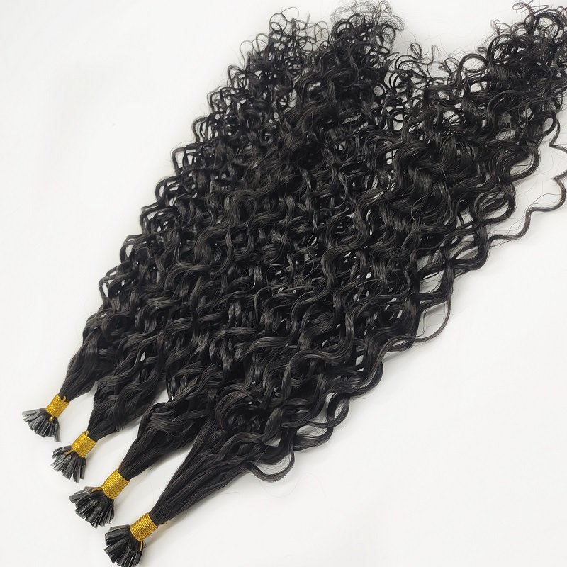 High Quality Double Drawn Raw Burmese Virgin Curly Keratin Glue U Tip Human Hair Extension