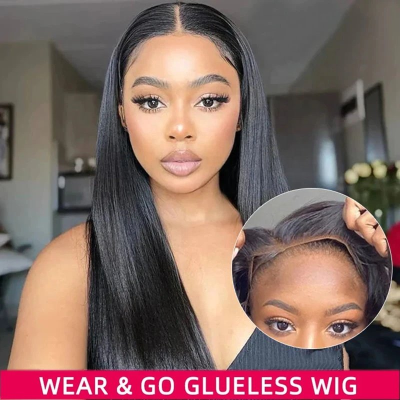 100% No Glue Ready To Go Wigs HD Swiss Lace Closure Human Hair Wigs For Black Women Dome Cap Real Glueless Wear And Go Wigs