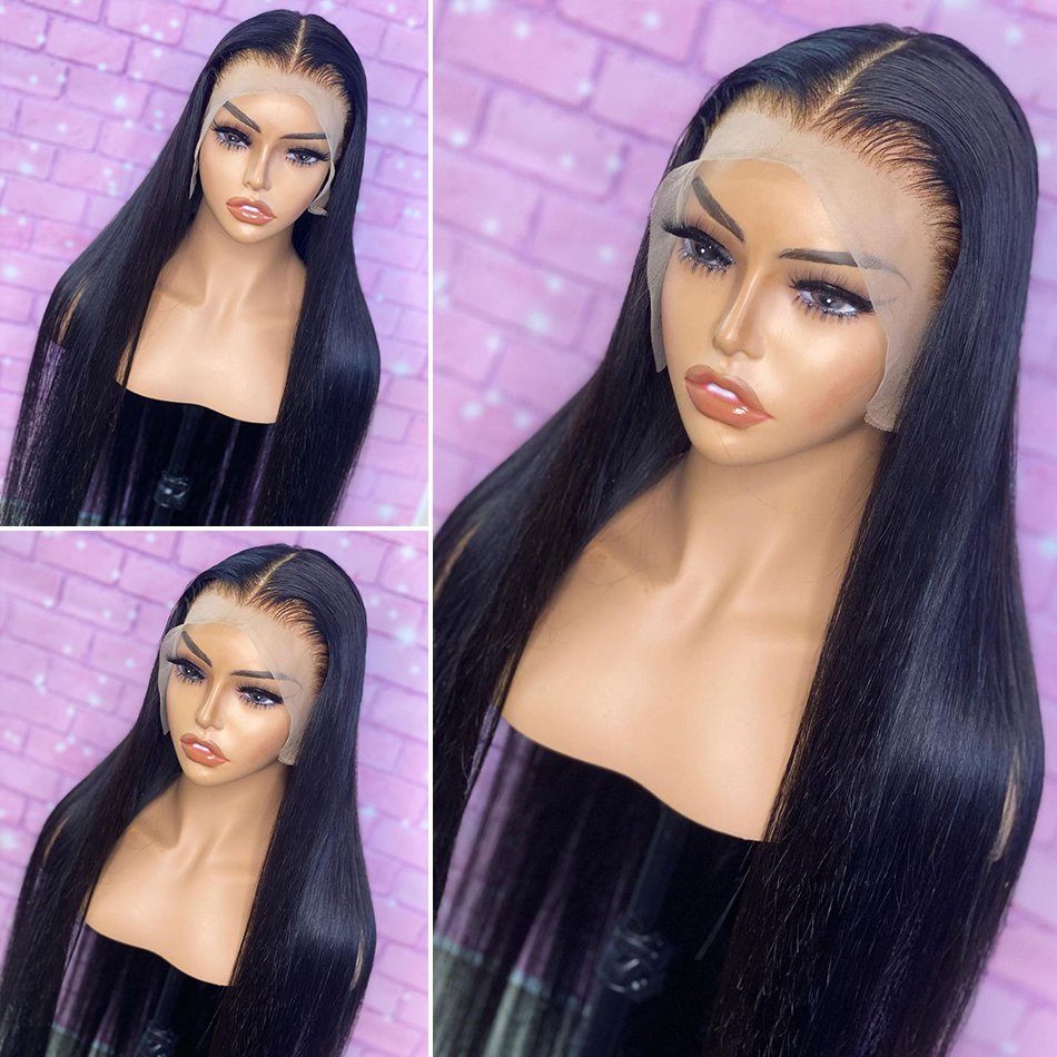 Hd Transparent Lace Frontal Wig Raw Peruvian Virgin Straight Full Lace Human Hair Wig Lace Front Wigs For Black Women Pre Plucke