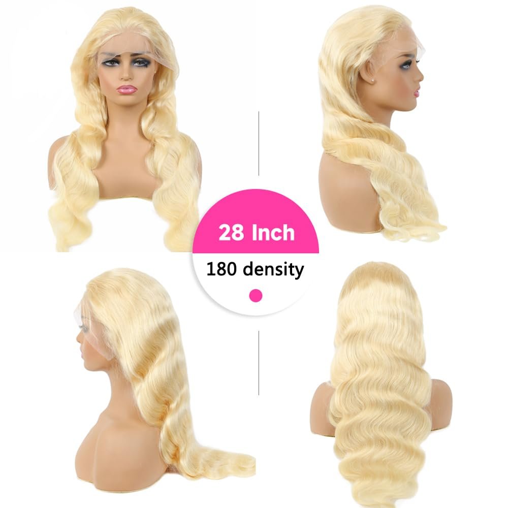 180% Density 613 Lace Frontal Wig European Hair Blonde Body Wave Lace Front Wig 13x4 Pre Plucked Human Hair Wigs For Black Women