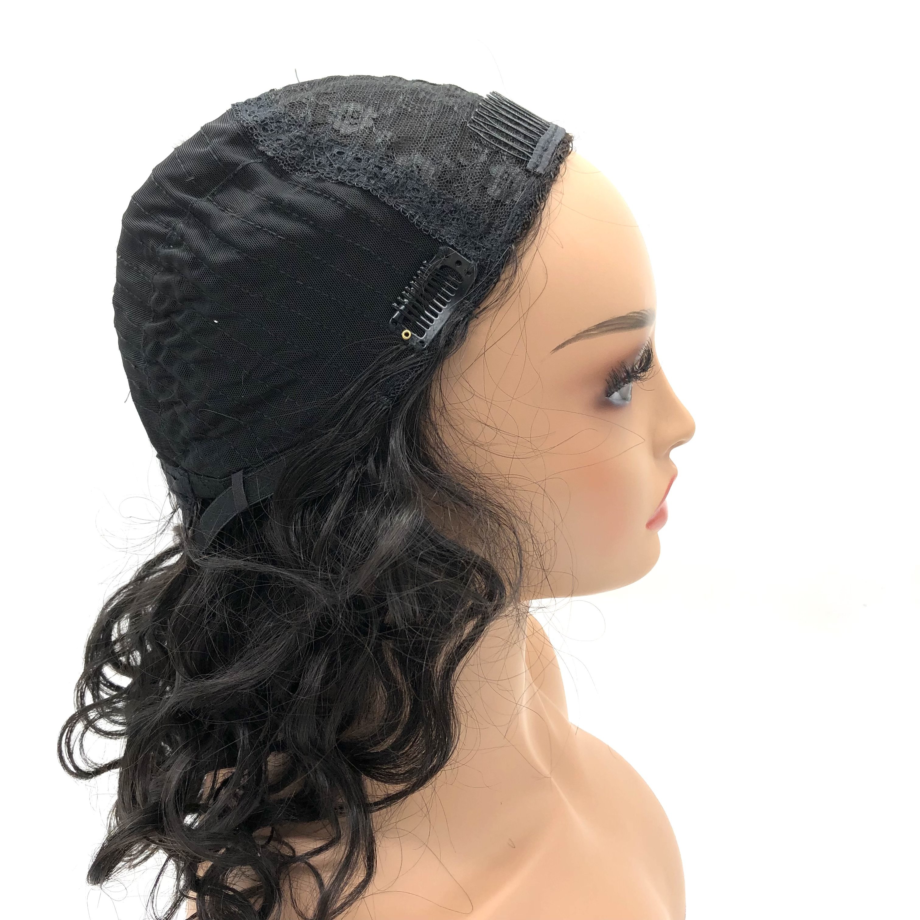 AU Real hair Wigs Natural Human Hair Wigs For Black Women Straight Glueless Women Half Machine Made Wig