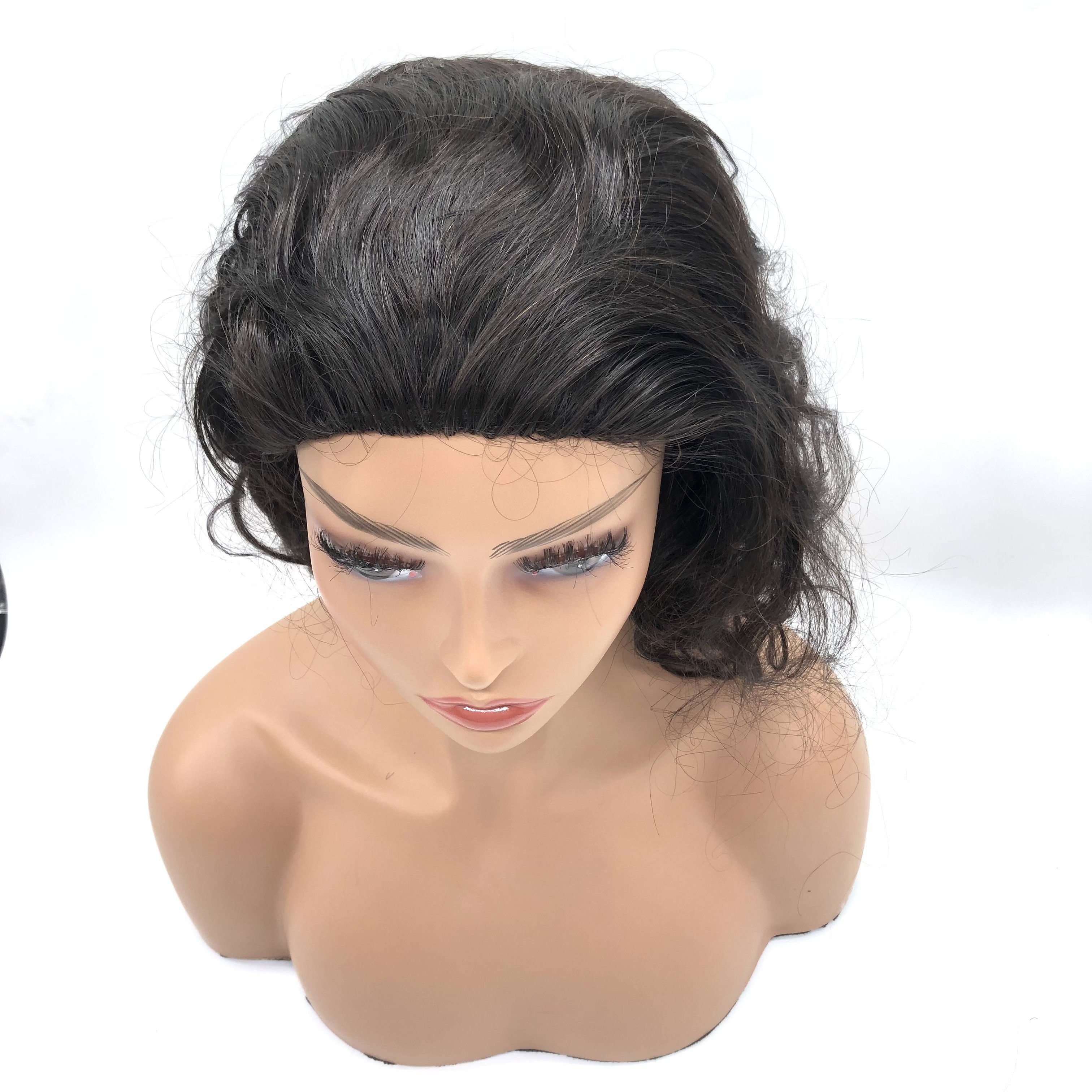 AU Real hair Wigs Natural Human Hair Wigs For Black Women Straight Glueless Women Half Machine Made Wig