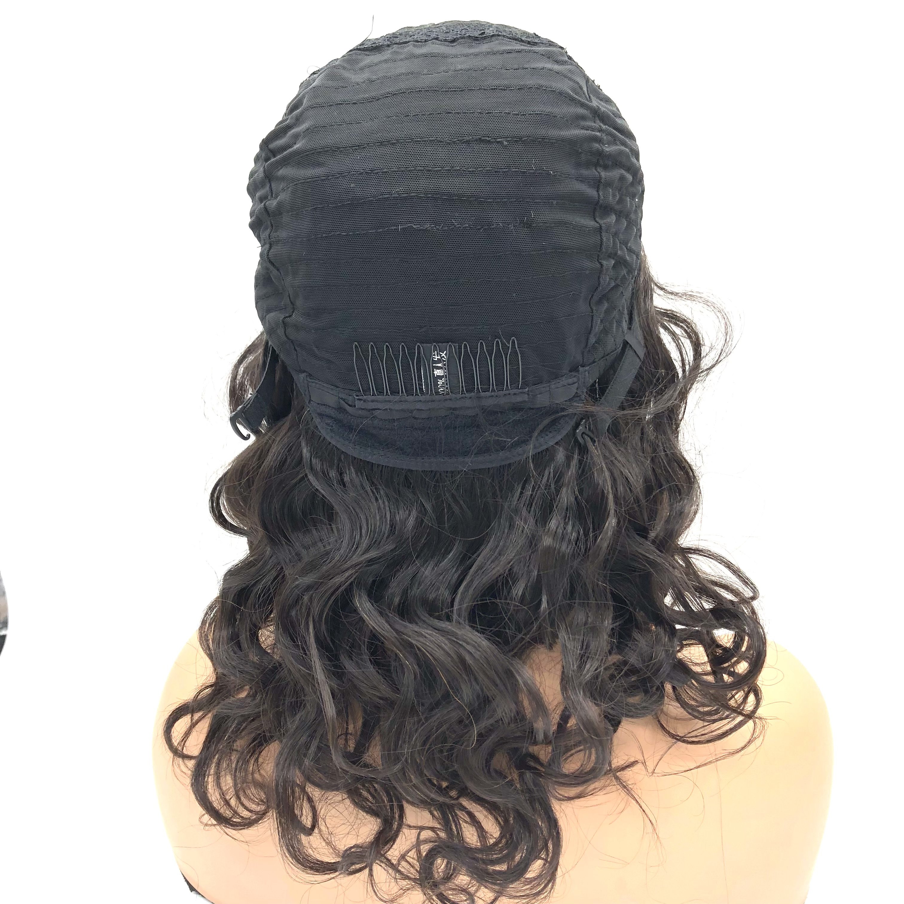 AU Real hair Wigs Natural Human Hair Wigs For Black Women Straight Glueless Women Half Machine Made Wig
