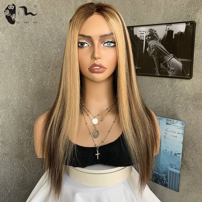 Wear And Go Glueless Wig Ombre Highlight Lace Front Wigs ,4/27 Body Wave Wigs for Black Women, Pre Cut Closure human hair Wigs