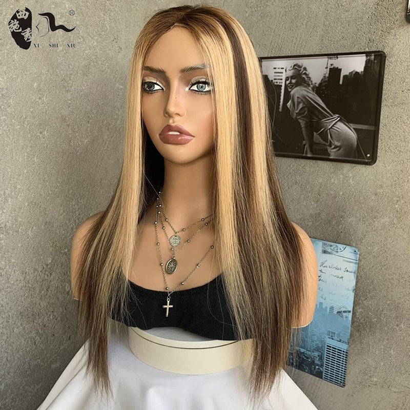 Wear And Go Glueless Wig Ombre Highlight Lace Front Wigs ,4/27 Body Wave Wigs for Black Women, Pre Cut Closure human hair Wigs