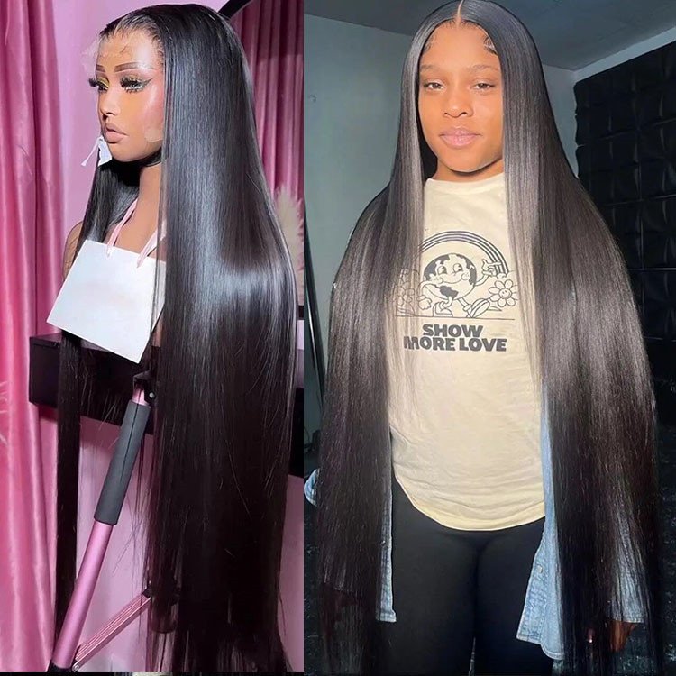 Wholesale Raw Indian Virgin 180% Density Human Hair 13*4 Lace Frontal Wig Natural Transparent Lace Front Human Hair Wigs