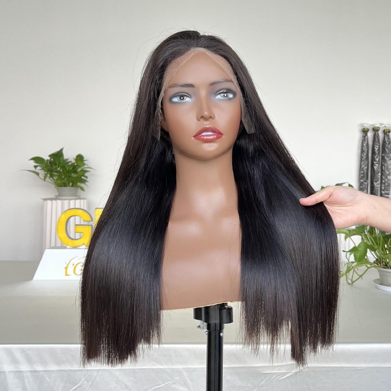 Wholesale Brazilian 12A Virgin Raw Straight 13x4 Front Wig Pre Plucked HD Frontal Double Drawn Human Hair Wig