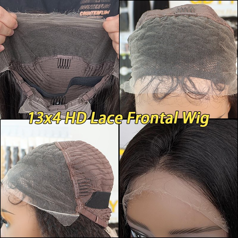 Wholesale Brazilian 12A Virgin Raw Straight 13x4 Front Wig Pre Plucked HD Frontal Double Drawn Human Hair Wig