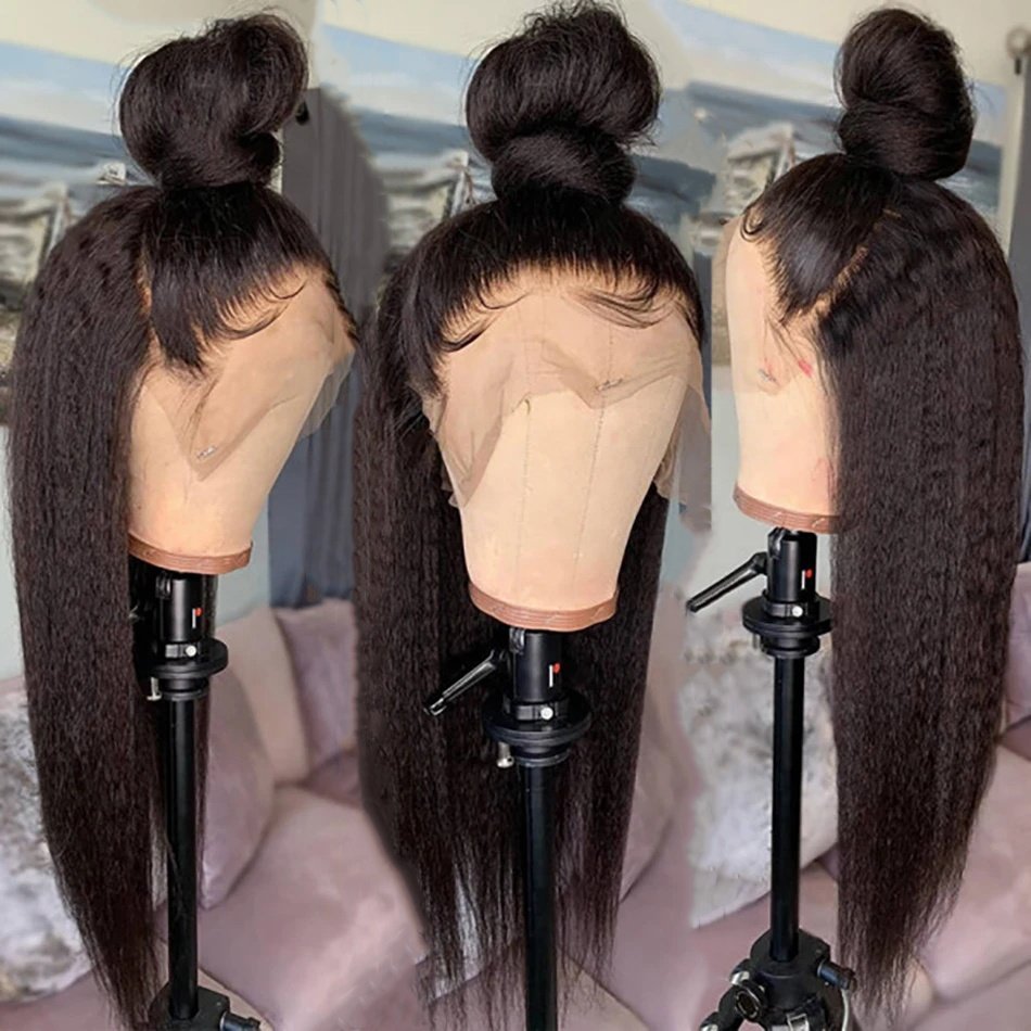 360 Lace Frontal HD Human Hair Wigs Yaki Straight Wig 360 Full Lace Kinky Straight Wigs Human Hair Lace Front Brazilian