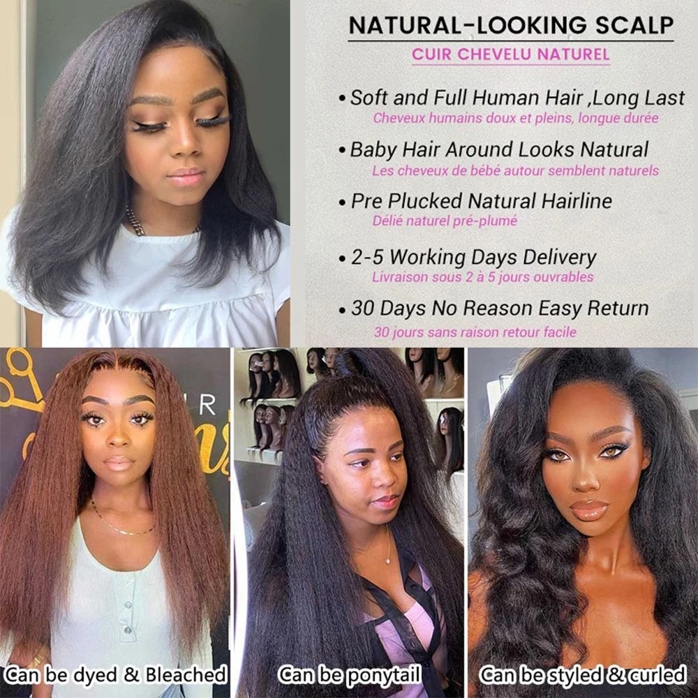 360 Lace Frontal HD Human Hair Wigs Yaki Straight Wig 360 Full Lace Kinky Straight Wigs Human Hair Lace Front Brazilian