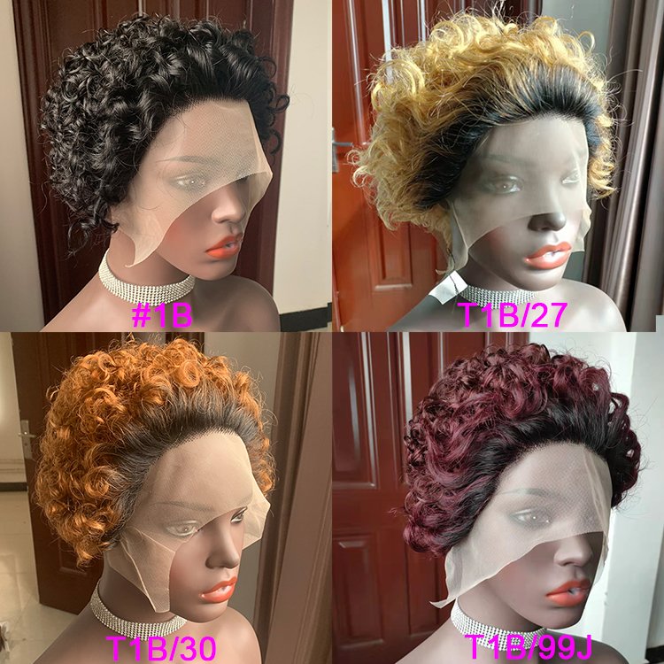 Short Curly Pixie Cut Wig 13x1 Transparent Lace Front Human Hair Wigs for Black Women Cheap Pre Plucked Natural Hairline