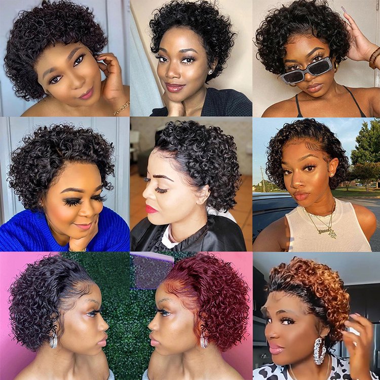 Short Curly Pixie Cut Wig 13x1 Transparent Lace Front Human Hair Wigs for Black Women Cheap Pre Plucked Natural Hairline