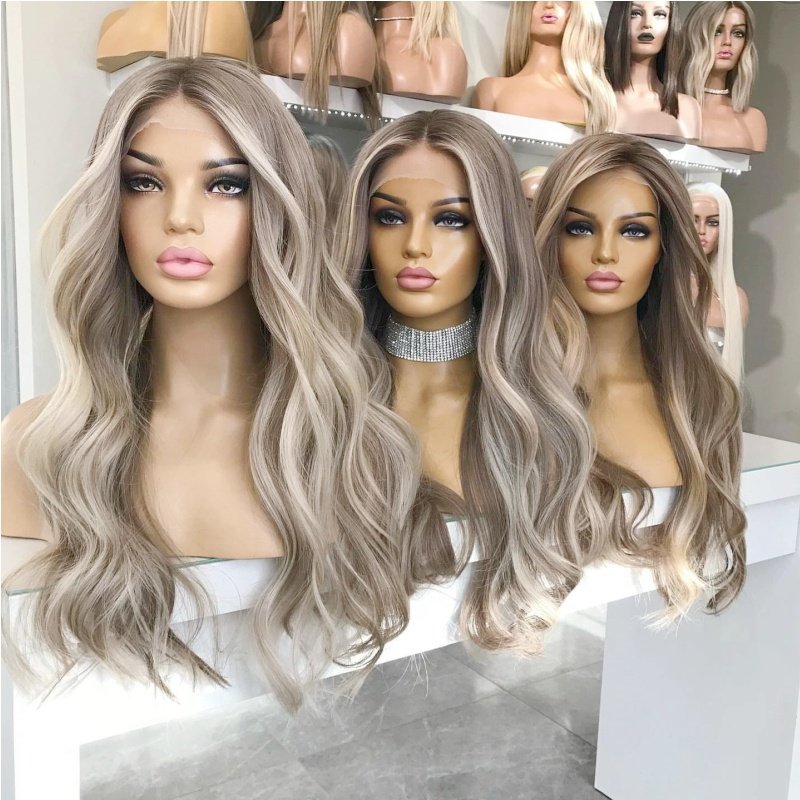 Top Quality Transparent High-end ash blonde human hair wigs No Shedding No Tangle Natural Hairline jewish kosher ful lace wig
